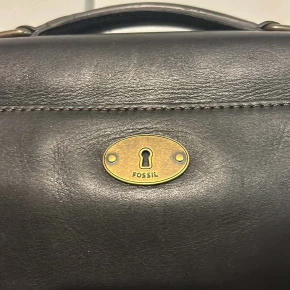 Fossil black leather laptop bag - Picture 4 of 12